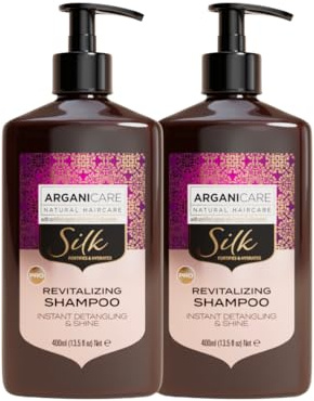 ARGANICARE | Seidenserie | Revitalisierendes Shampoo | repariert und behandelt trockenes Haar | Nährende Wirkung | für alle Haartypen | 2 x 400 ml