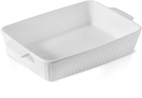 Tikooere 9 x 13 Inches Ceramic Baking Dish, Extra Deep Lasagna Pans for Oven, Rectangular Bakeware with Handles,Christmas Wedding Housewarming Gifts,Blue