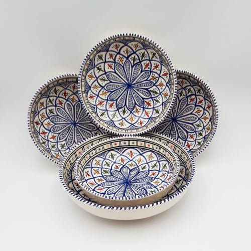 Service à couscous assiettes jattes Bakir bleu - 4 pers