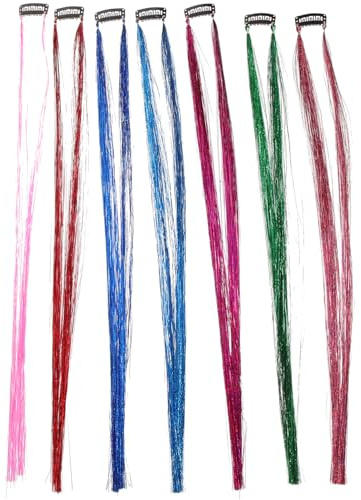Healvian Glitzer Haarsträhnen and Vielseitiger Anwendung 7 Stück mit Bunten Farben aus Pet for Damen bei Cosplay und Bühnenauftritten