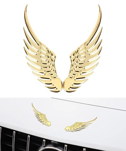 Flaconi Stickers pour Voiture,Alliage de Métal Badge Sticker,Autocollant 3D Pour Voiture,Autocollant de Voiture Ailes d’Ange,Alliage Badge Sticker,Auto Accessoires,pour Voitures,Camions,Motos(Or)