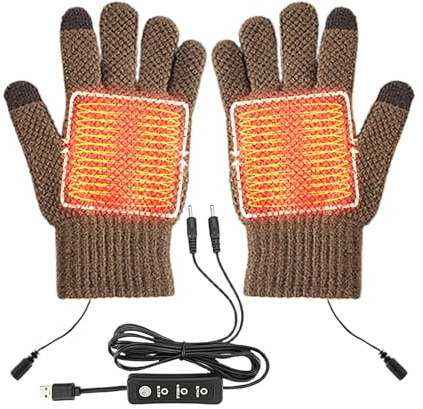 USB-beheizte Winterhandschuhe, elektrische beheizte Handschuhe, USB steckbarer elektrischer Heizer zum Stricken, Thermo-Handschuhe für den Winter, 3 Temperatureinstellungen, Klimahandschuhe