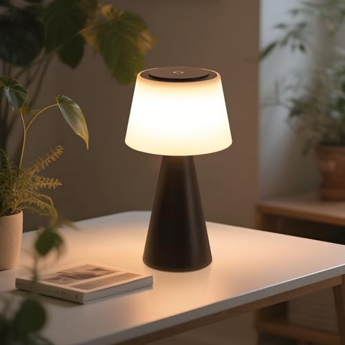 meoaow Tischlampe Akku Nachttischlampe LED - 3600mAH Kabellos Tischleuchte Touch Dimmbar Lampe mit USB Aufladbar Schwarz Batterie Tischlampen für Modern Wohnzimmer Schlafzimmer Outdoor