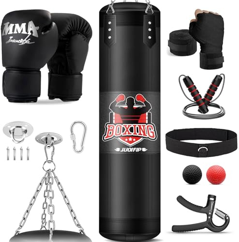Punching Bag Set for Adults, 4FT Oxford Heavy Boxing Bag Set with 12 OZ Boxing Gloves, Suitable for MMA Karate Kickboxing Muay Thai Training at Home or Gym - Unfilled Heavy Bag