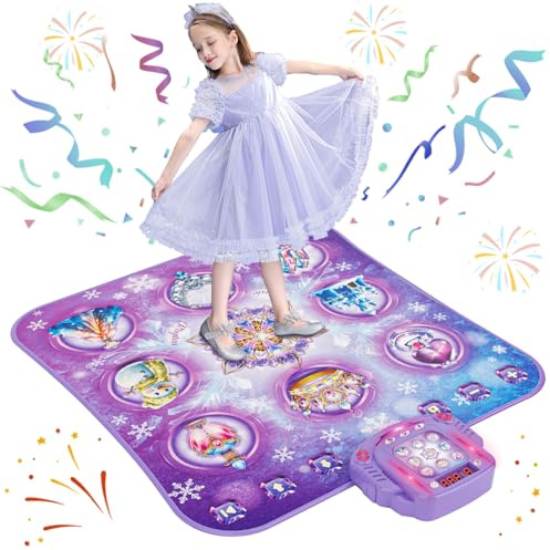 Tapis de Danse pour Enfants 3 à 12 Ans, Jeux Tapis Danse Musical avec Bluetooth, Jouet Création de Chansons et Musique Intégrée, Violet Cadeau D'anniversaire Noël pour Garçons Filles 5 6 7 8 9 10 Ans