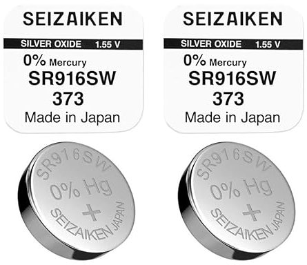 SEIZAIKEN 373 SR916SW - Pilas de botón (2 unidades, 1,55 V, óxido de plata, 0% mercurio, 100% fabricadas en Japón)