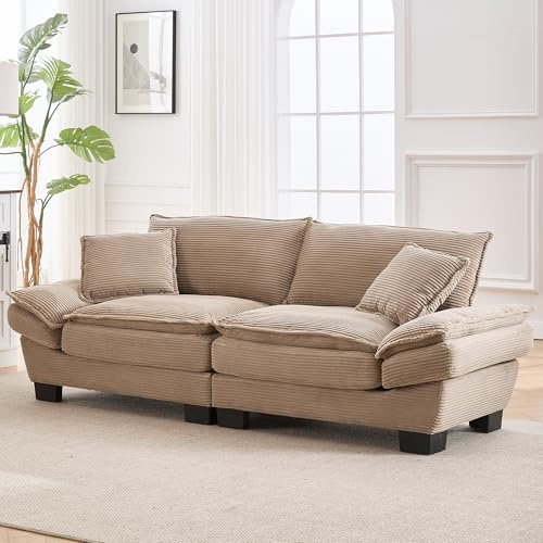 Zepneiy Canapé 2 Places, Fauteuil rembourré avec accoudoirs Confortables, Canapé 2 Places Canapé Moderne Design pour Salon et Appartement, Kaki Velours