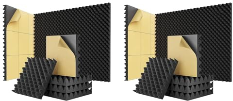 Tuesoa 48 Pack Self Adhesive Egg Crate Sound Proof Foam Panels 2x12x12Inch, Acoustic Foam for Home & Studios