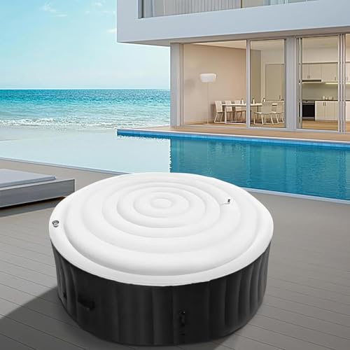 Aufblasbare Whirlpools-Abdeckung Rund, 138CM Whirl Pool überdachung mit Griffen, Wärmeisolierte Whirlpools-Abdeckung für Winddicht Regendichtem Schneebedeckter