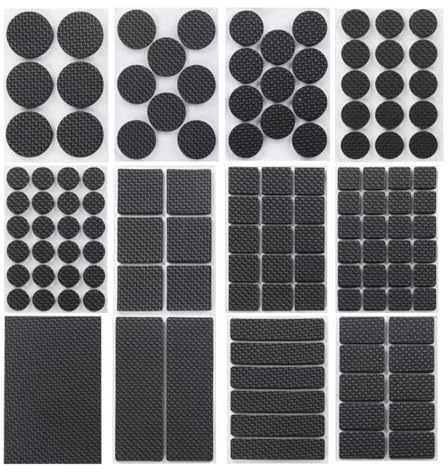 KEWUF 128 Pezzi Feltro Adesivo Antiscivolo, Pad Autoadesivo Tappetino in Gomma per Mobile Piedi Gambe Sedia, Divani