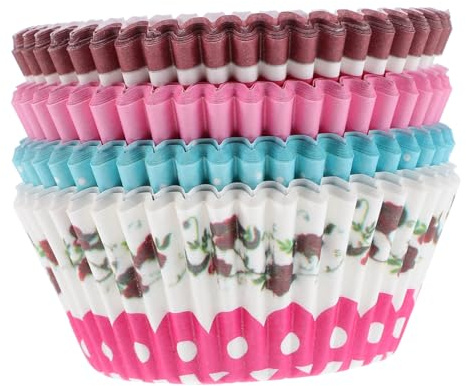 ARTSEWPLY 400 pièces Caissettes Pâtisserie Papier Résistantes Chaleur pour Cupcakes et Muffins Huile Grandes pour Cuisson Uniforme et Usage Professionnel