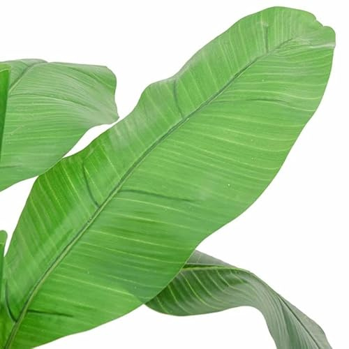 Elegans, konstgjort bananträd med bambam och bananskål, 120 cm hög och 9 blad – realistisk konstgjord växt för vardagsrum, kontor eller balkong – hållbar och lätt att rengöra