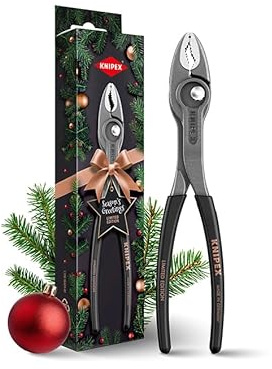KNIPEX TwinGrip 82 01 200 S02 Weihnachtsedition – Front- & Seitengreifzange 200 mm schwarz atramentiert – limitierte Edition mit bronzefarbenem Logo, Druckknopfverstellung, 4–22 mm