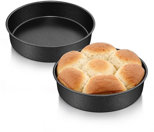 HaWare 9 inch Cake Tins Set of 2, 5cm Deep Stainless Steel Cake Pan, 23 cm | Non-Stick Round Baking Pan for Baking Roasting Serving, Versatile Layer Round Cake Mould Bakeware, Rust-Resistant (Black)