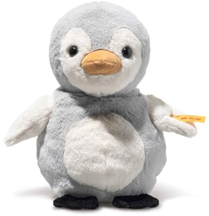 Steiff Kuscheltier mit Nachtlicht Lio Pinguin, Süßes Stofftier mit Kunststoffaugen, Kinder, Jungen & Mädchen, Friends, 22 cm, Hellgrau, 242847
