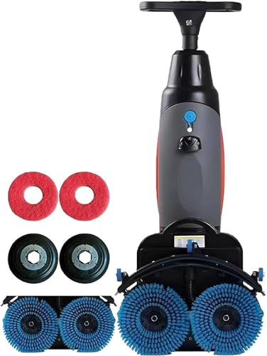 Commercial Floor Buffer Polisher Machine - Electric Floor Scrubber with Double Brushes, 360° Rotating Head, 17” Cleaning Width for Powerful Deep-Cleaning