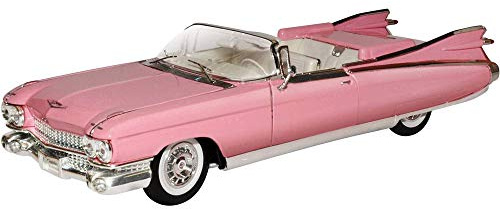 Maisto Cadillac Eldorado Biarritz Cabriolet ´59, modellbil med fjädringning, skala 1:18, rörlig dörrar och motorhuv, färdig modell, styrbar, 24 cm, rosa (536813)