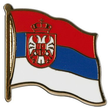 Flaggenfritze Flaggen-Pin/Anstecker Serbien mit Wappen vergoldet