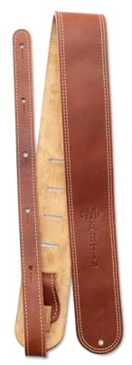 MARTIN Ball Glove Leather Guitar Strap – Brown | Soft, Worn-In Feel with Double Stitching and C. F Logo