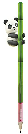 Legami - Crayon avec gomme, I Love Bamboo, Ø 0,7 cm, H 18 cm, Mina HB, Variante Panda, trait précis, pour dessiner et écrire