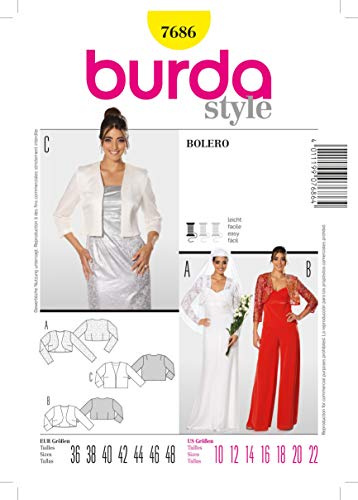 Burda Style Schnittmuster Damen #7686 Bolero Gr. 36-48 Nählevel 1 Anfänger