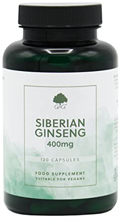 Siberian Ginseng Capsules | 400mg Ginseng per Capsule | 120 Vegan Capsules | G&G Vitamins