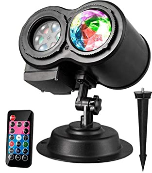Décorations Noël Lampe, LED Projecteur lumière Intérieure/Extérieure étanche+ Lampe de Scène + 12 Plaquettes Remplaçables + Télécommande, 4 Vitesses de Marches par Teckccol