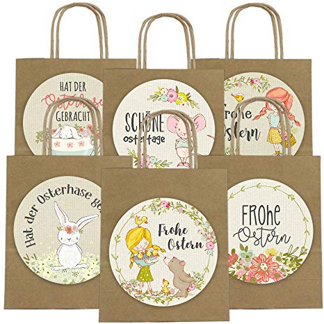 Papierdrachen XXL Geschenktüten für Kinder zu Ostern - Osterdeko - Kreatives Osternest mit 6 Papiertüten und XXL Aufklebern (14cm) - Design 61