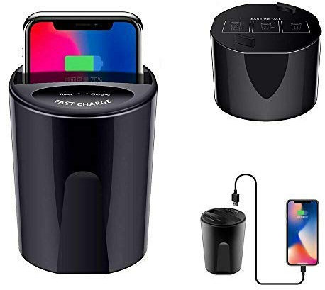 Qi - Supporto per caricabatterie da auto per iPhone Xs Max/Xr/X/8 Plus Samsung Galaxy