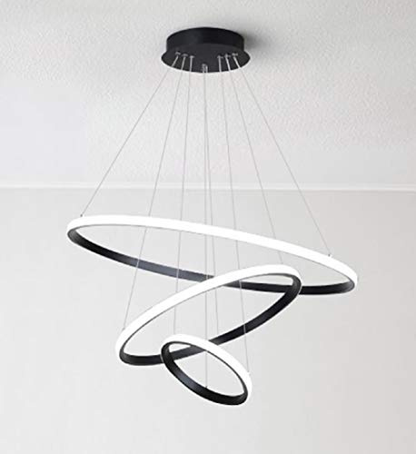 Eurotondisplay LED Pendelleuchte 3 Ringe HH-20 * 40 * 60cm mit Fernbedienung Lichtfarbe Helligkeit stufenlos einstellbar Dimmbar 120 Watt Höhenverstellbar LED Deckenlampe 120cm Pendellampe A+