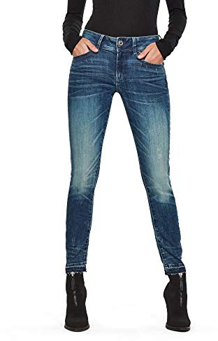 G-STAR RAW dam Jeans Lynn Mid Waist Skinny Ripped Jeans, Blue (antic faded baum blue C296-B817), 25W / 34L