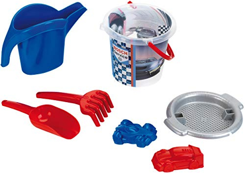 Theo Klein 2826 Bosch Car Service Sandeimer-Set, 2 Liter | Inkl. Eimer, Gießkanne, 2 Auto-Sandförmchen u.v.m. | Spielzeug für Kinder ab 1 Jahren