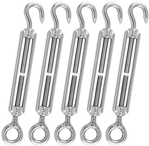 PHITUODA Spannschlösser mit Haken und Öse, M5 Edelstahl, 304, verstellbar, 5 Stück