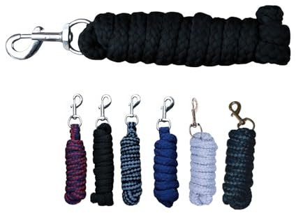 NETPROSHOP Weicher Anbindestrick Pferde Führstrick mit Karabinerhaken 1,80 m Farbauswahl, Farbe:Schwarz
