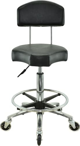 VAKON SALON - Ergonomischer Rollhocker mit Premium-Rollen und Fußring - Höhenverstellbar von 55-75 cm - Drehhocker Arbeitshocker Praxishocker
