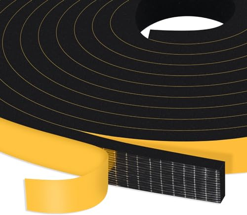 Trisiki Weather Stripping Door Seal Strip, Strong Adhesive, Lightproof, Noise-Reduction, Weatherproof Foam Tape Insulation for Sliding Door,Front Door Frame, Windows,Cut Energy Bills,1/2 x 1/4 Black