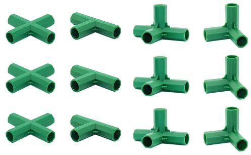 Bykswil 12PCS Fitting 16MM 4 Types Stable Support Heavy Duty Greenhouse Frame Building Connector Suitable for Grape Trellis Sunscreen Shed Gardening