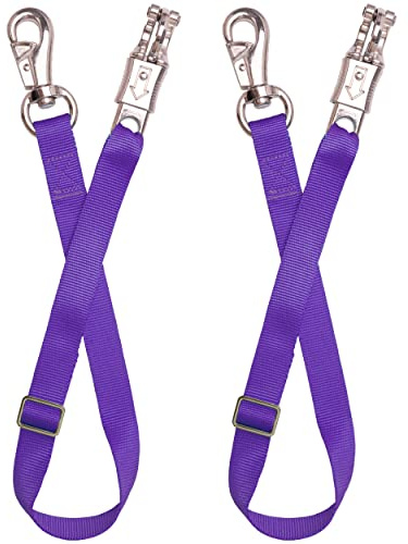 Adjustable Trailer Tie （2 Pack）-Horse Trailer Nylon Strap Tie，Adjusted from 25 to 37” (Purple)