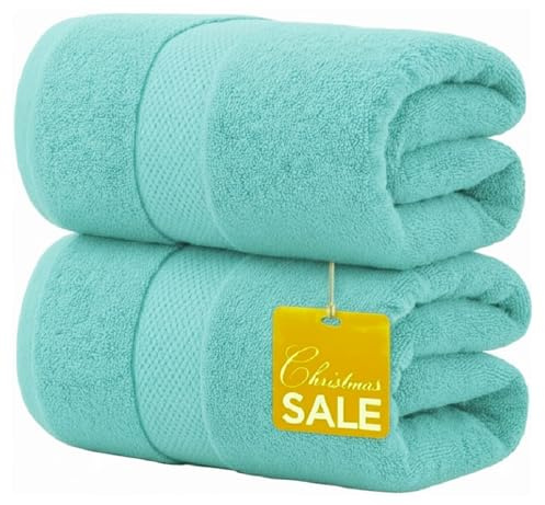 2-pack extra stort jumbo badlakan 100 % egyptisk bomull supermjuka lyxiga handdukar av högsta kvalitet 600-GSM snabbtorkande högabsorberande 100 x 200 cm (mint/aqua)