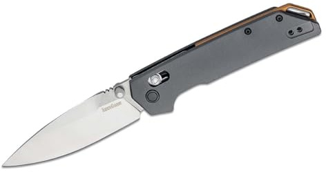 Kershaw Iridium Folding Pocket Knife, 3.4 inch D2 Steel Blade, DuraLock Locking Mechanism, Grey Aluminum Handle, Pocketclip