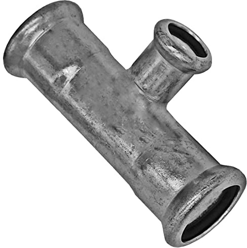 MegaHaustechnik T-Stück Mitten-Abgang reduziert 22x15x22 Pressfitting aus Edelstahl V4A für Rohr-Außendurchmesser 22 auf 15mm zum Verpressen M-Kontur, Trinkwasser geeignet, VA INOX Reduzierung
