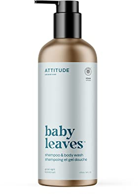 ATTITUDE 2-in-1 Shampoo und Body Wash for Baby, EWG Verified, Plant- und Mineral-Based Ingredients, Vegan Baby Products, Refillable Aluminum Bottle, Good Night, 473 ml