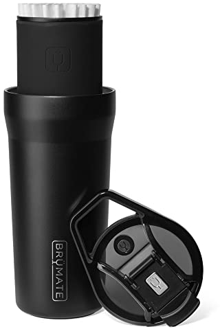 BrüMate Pour Over 20oz Insulated Coffee Mug | 2-in-1 Travel Coffee Maker with 100% Leakproof Lid | Insulated Coffee Tumbler | Travel & Camping | Comes with Filter Dripper | BPA-Free (Matte Black)
