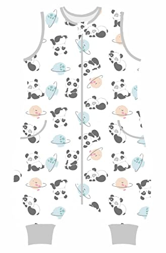 Teechodina Baby sommar sovsäck med fötter 100 % ren bomull 0,5 tog barn sommarsovsäck med ben småbarn pyjamas för pojkar och flickor, panda planet/0,5 tog, 70 cm/baby höjd 80–90 cm
