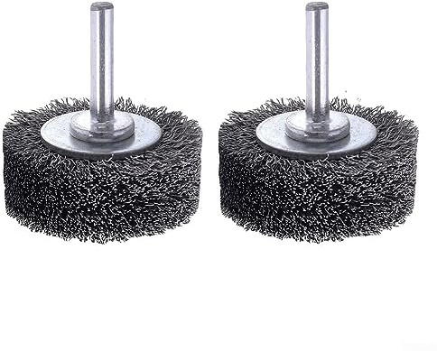 DAZZLEEX Brosse métallique en Acier Inoxydable, pour meuleuse, perceuse, Outil Rotatif, Tige 1/4, diamètre argenté 50Mm, épaisseur 20Mm, 2 pièces