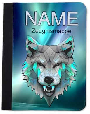 Maus-Design Zeugnismappe personalisiert Wolf mit Name | Klarsichthüllen A4+, Urkundenmappe, Dokumentenmappe