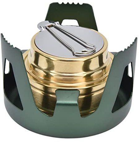 Otufan Réchaud De Camping, Réchaud à Liquide Portable Vaporisable Coupe-Vent avec Support, Brûleur à Alcool, Accessoires De Camping pour Le Camping en Plein Air(Vert)