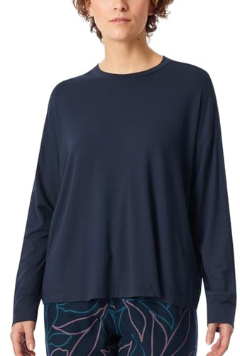 Schiesser Damen Schlafshirt Langarm Modal-Mix + Relax Nachthemd, Nachtblau_182051, 38