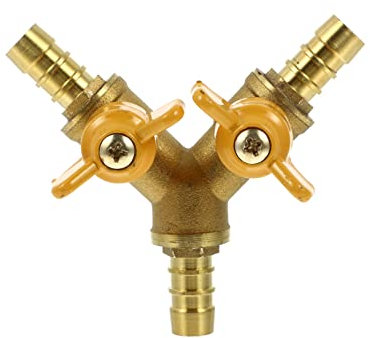 Healeved Valvola Deviatrice Ottone 3 Vie Rubinetto a Sfera Con Doppio Interruttore Per Controllo Fluido Raccordo a Y Tubazioni Gas E Acqua Resistente Alla Corrosione 3.15X2.87X1.57 Pollici