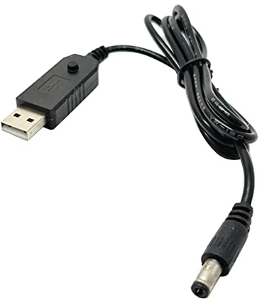 Fcnjsao USB 5V to 9V 12V Power Line Adapter with Switchable Output and LED Display, USB to 5.5 x 2.5mm Round Hole Connector, Compatible with Routers, Power Banks, and Other 5V Devices